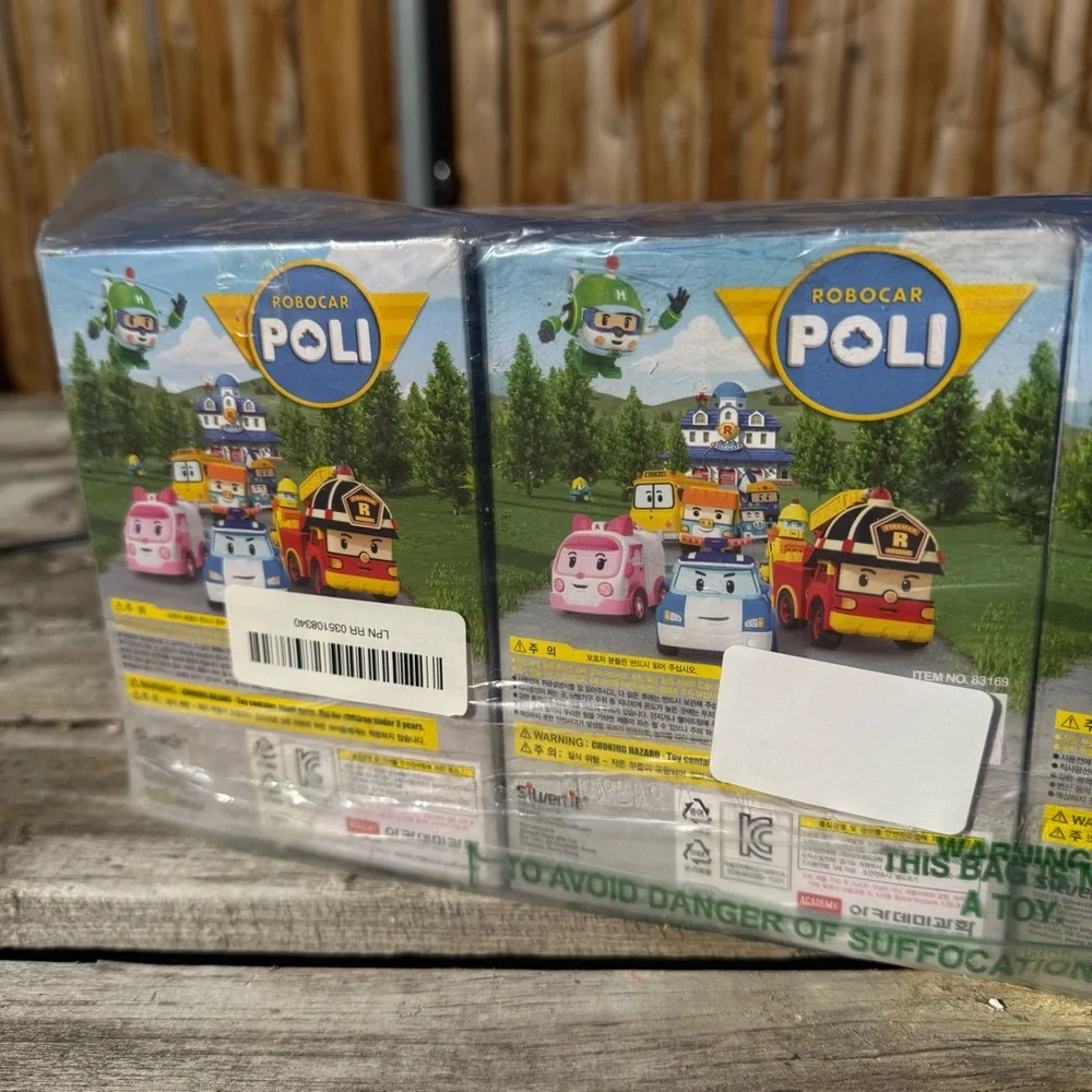 Robocar Poli 4pk of Transforming Robot Toys, Poli Roy Amber and Helly New In Box